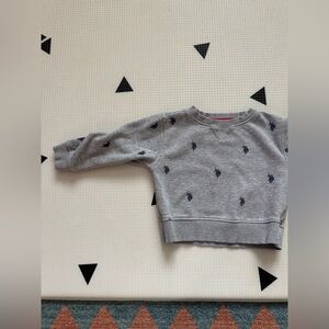 U.S. polo|FREE w kids purchase,Baby boy/toddler Gray Sweatshirt with Pattern•2T